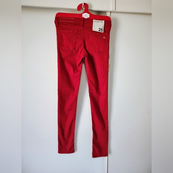 NWOT Rag & Bone High Rise Skinny Jeans Denim Red Stretch sz 25. - Picture 4 of 17